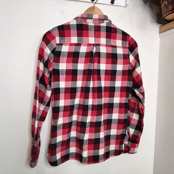 Woolrich Red/White/Black Cotton Button Down Long Sleeve Flannel Top Size Medium - Picture 6 of 8
